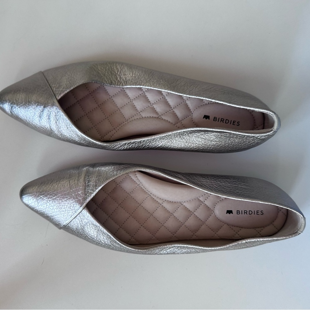 Birdies Metallic Silver Loafers